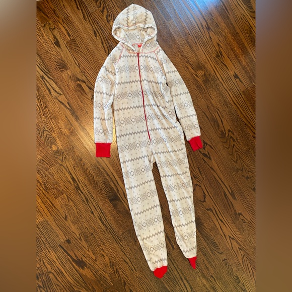 Adult fleece winter onesie pajamas gray and white size XS - Picture 1 of 4